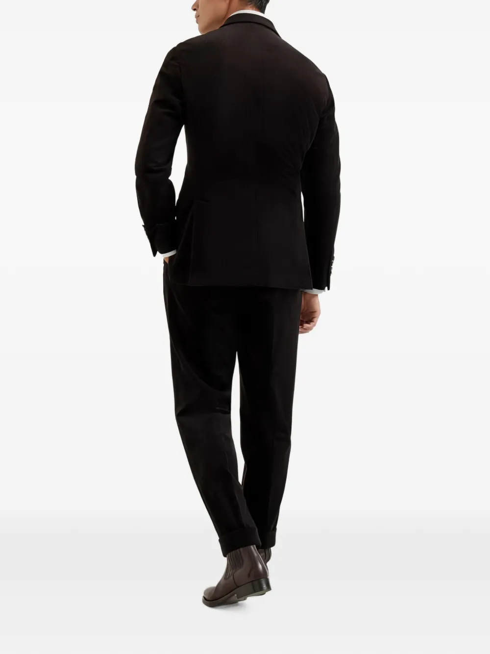 Brunello Cucinelli double-breasted corduroy suit Zwart