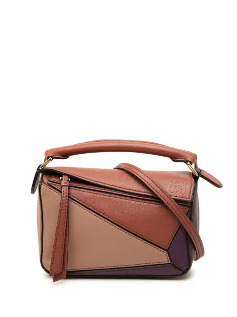 Loewe Pre-Owned bolsa satchel Puzzle mini de piel de becerro tricolor 2021