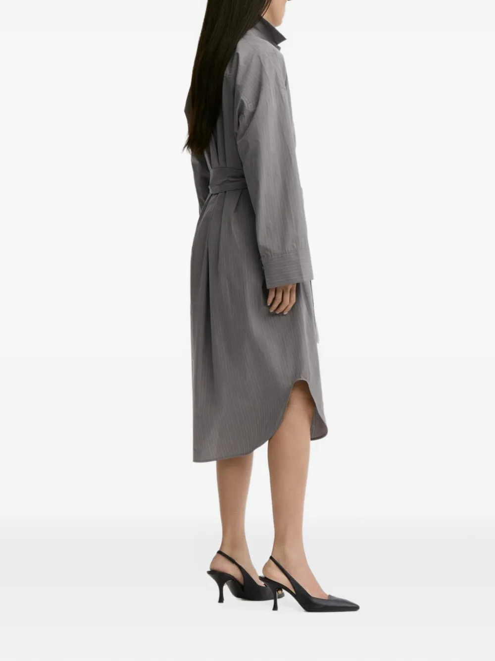 By Malene Birger Derris pinstripe shirt midi dress Grijs