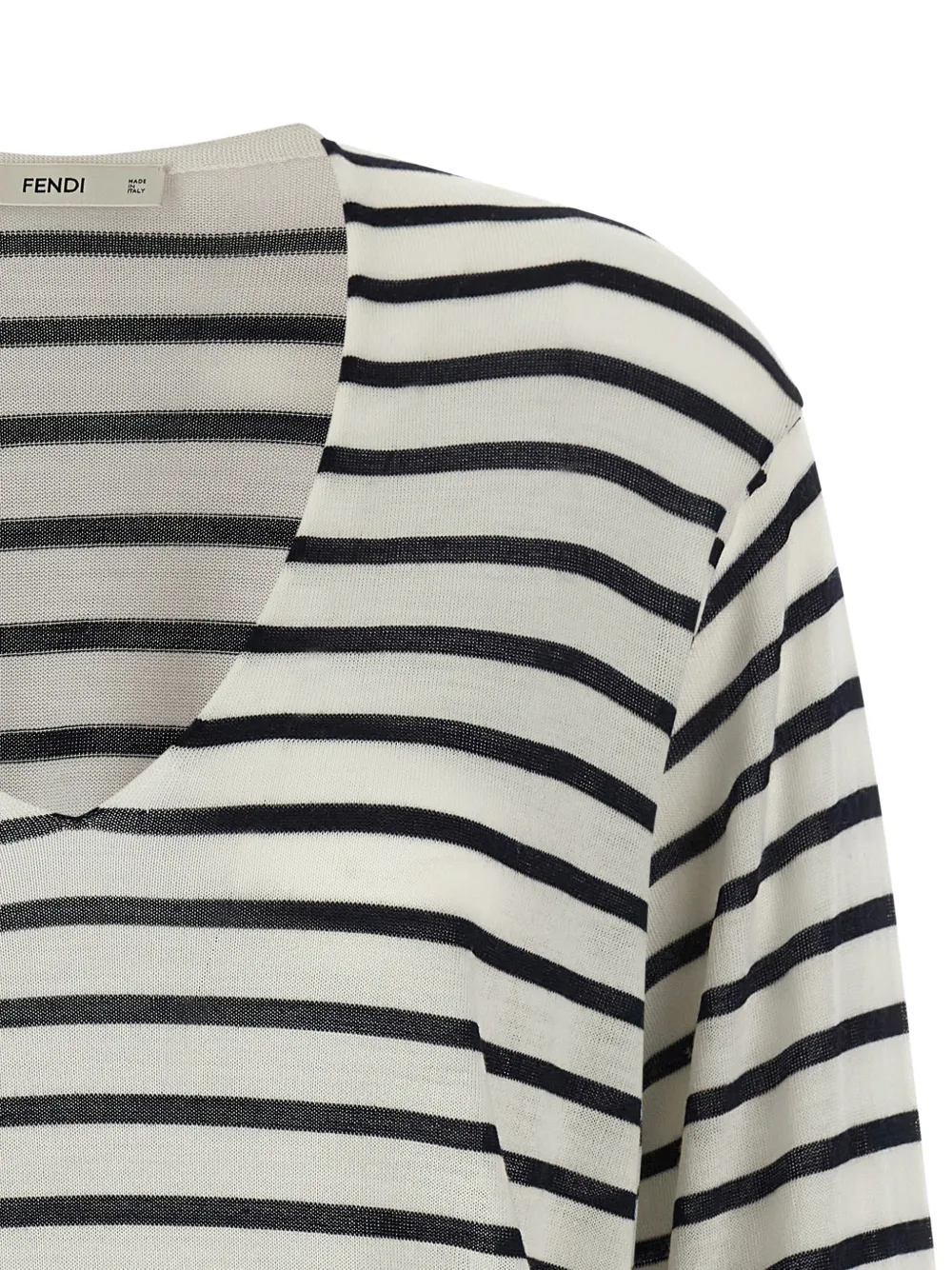 FENDI striped V-neck sweater Wit