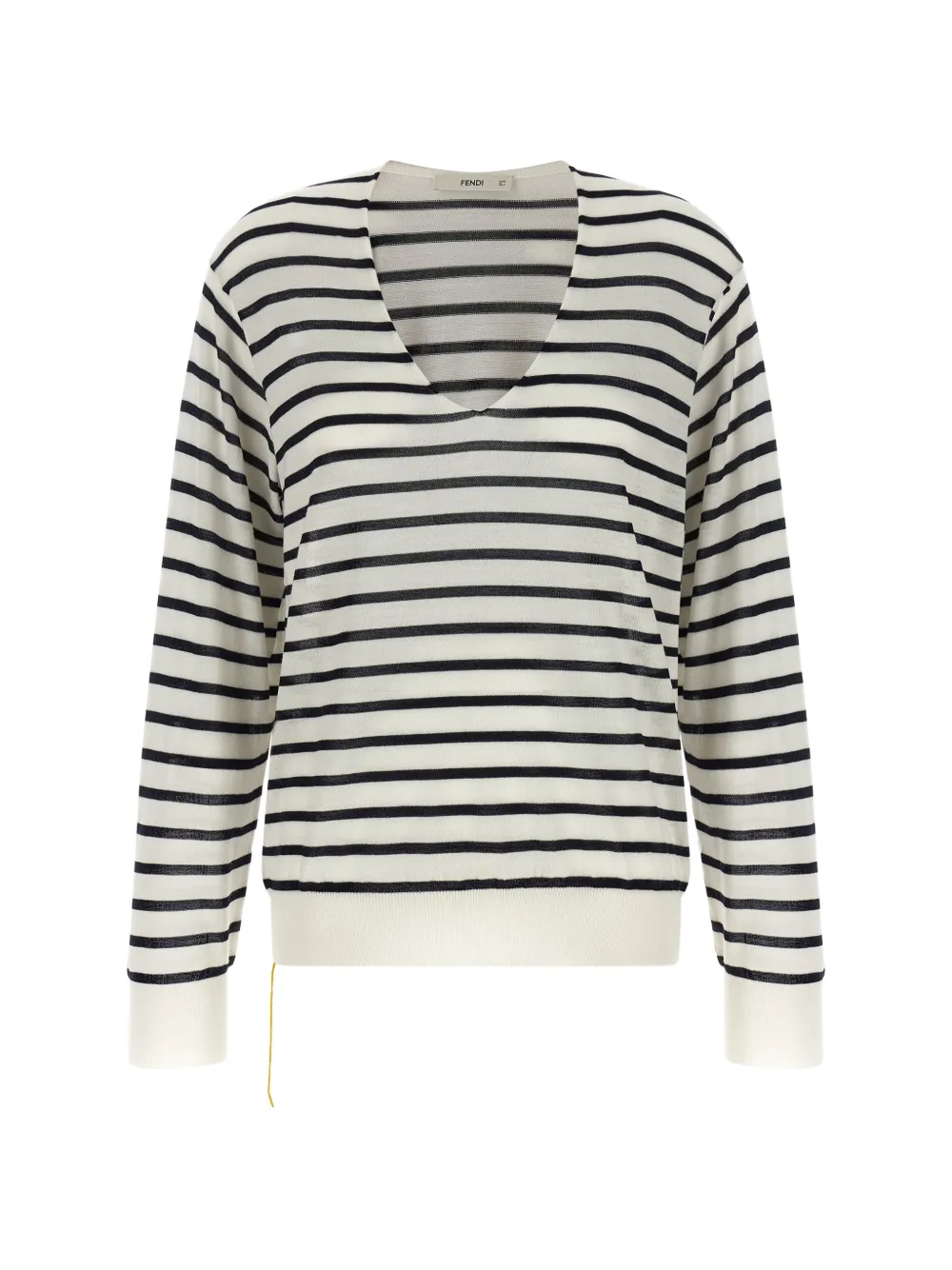FENDI striped V-neck sweater - Bianco