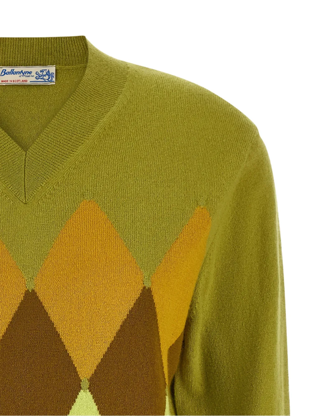 Ballantyne Diamond intarsia V-neck sweater Groen