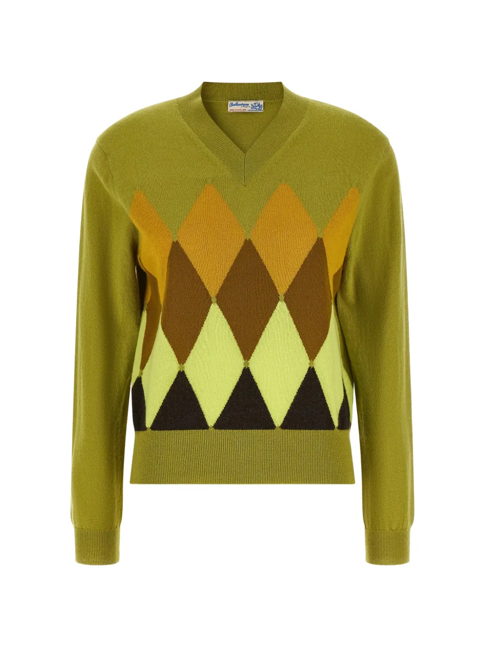 Ballantyne Diamond intarsia V-neck sweater Groen