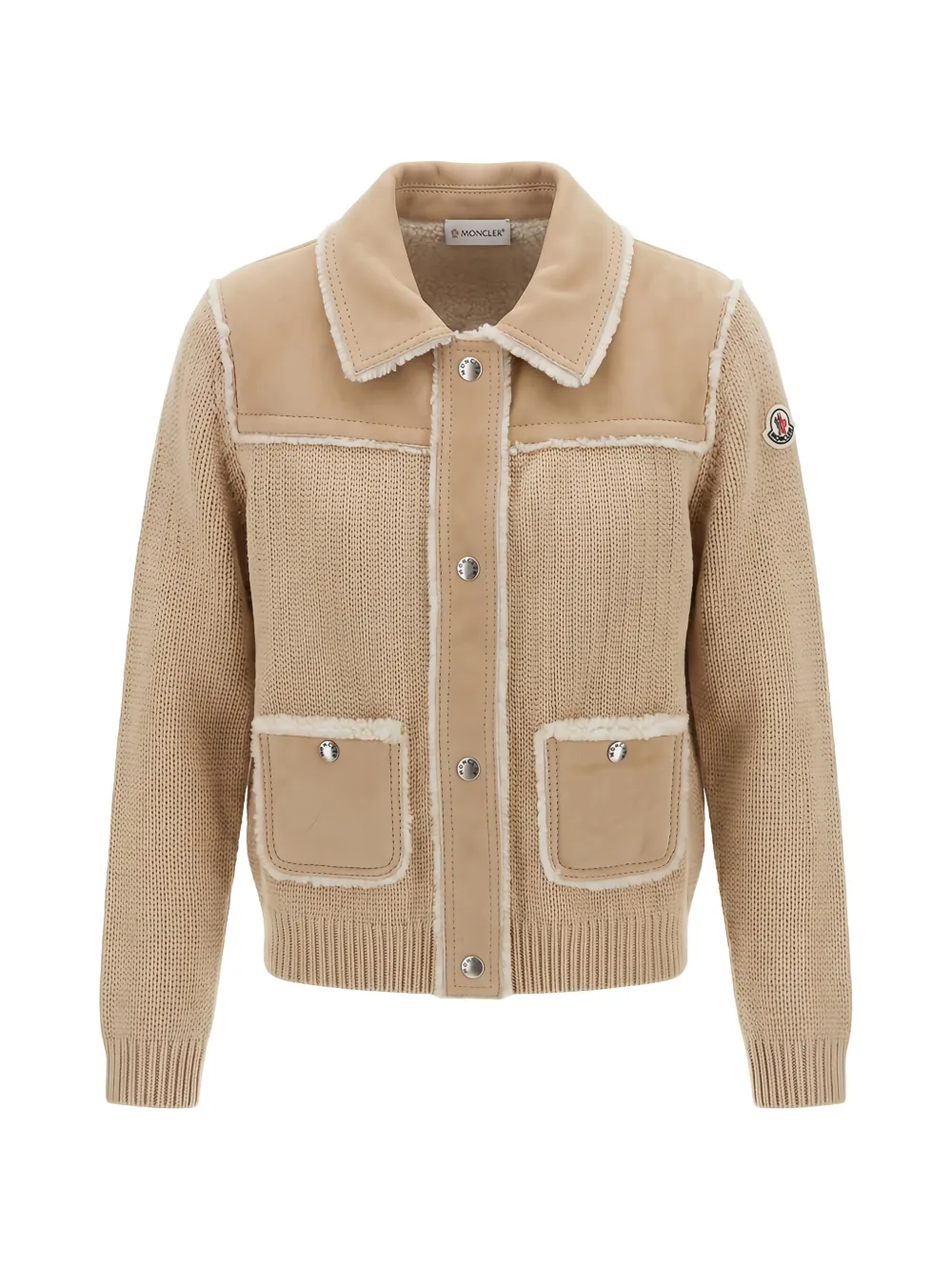 Moncler quilted-panel knitted cardigan Beige