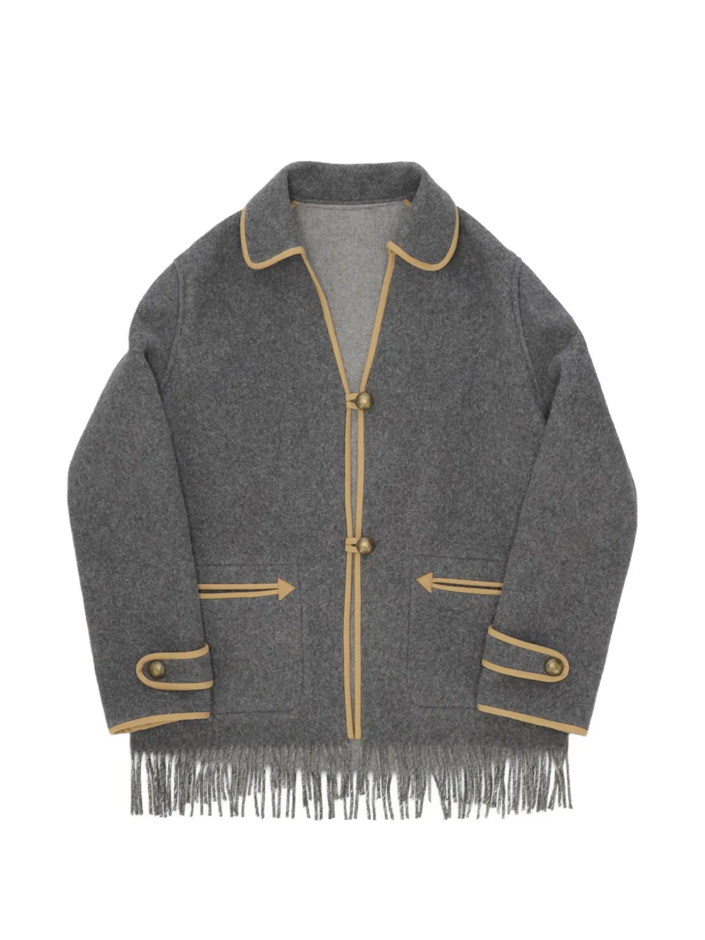Fortela Danika fringed wool coat - Grey