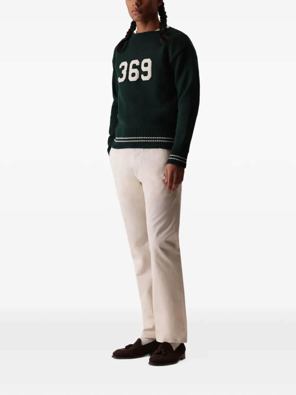 Fortela FTL "369" intarsia-knit wool sweater Groen