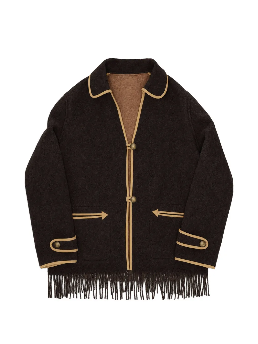 Fortela Danika fringed coat - Brown