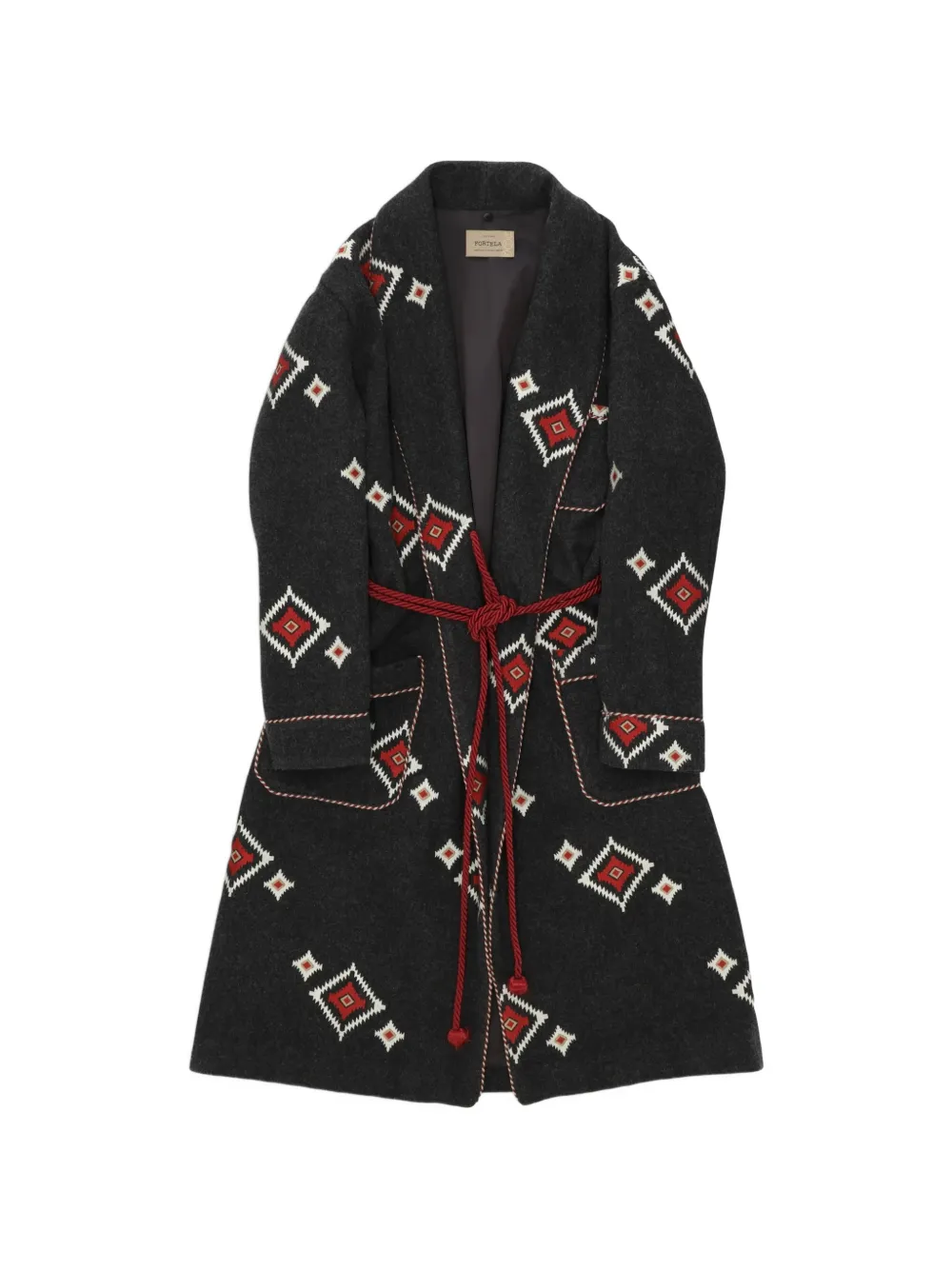 Fortela Fedora geometric-pattern oversized coat - Grey