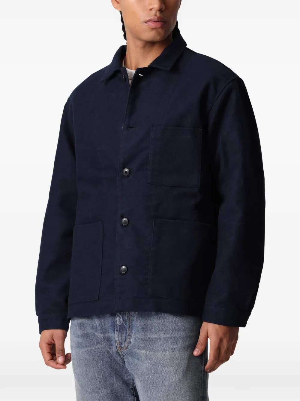 Fortela Tristan katoenen moleskin shirtjack Blauw