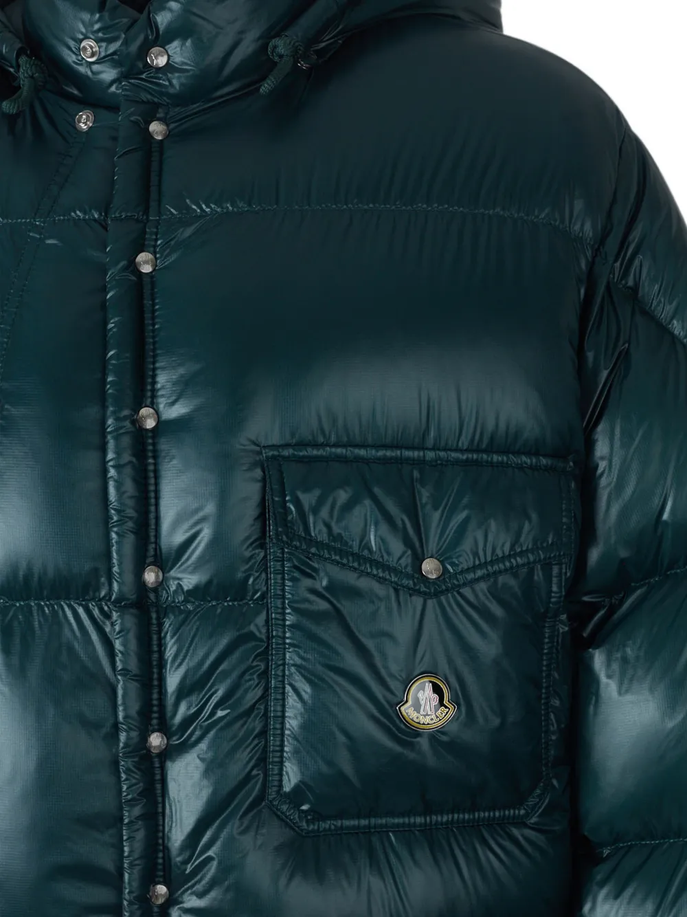 Moncler Karakorum hooded short down jacket Groen