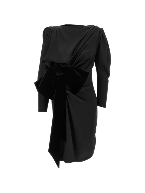 Balmain velvet-bow draped midi dress