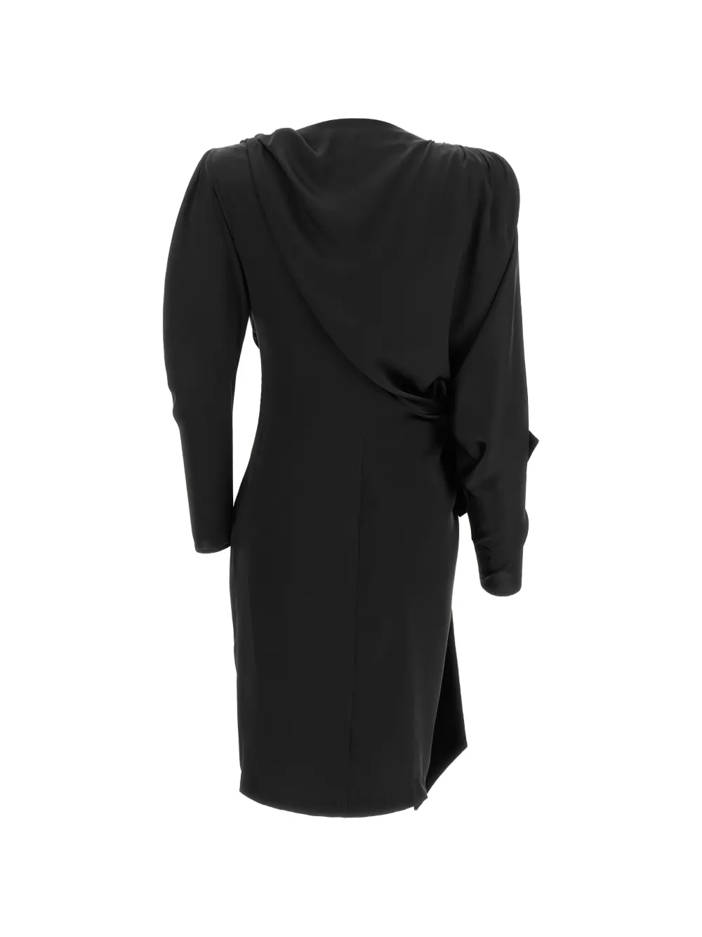 Balmain velvet-bow draped midi dress Zwart