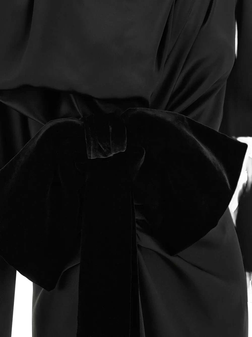Balmain velvet-bow draped midi dress Zwart