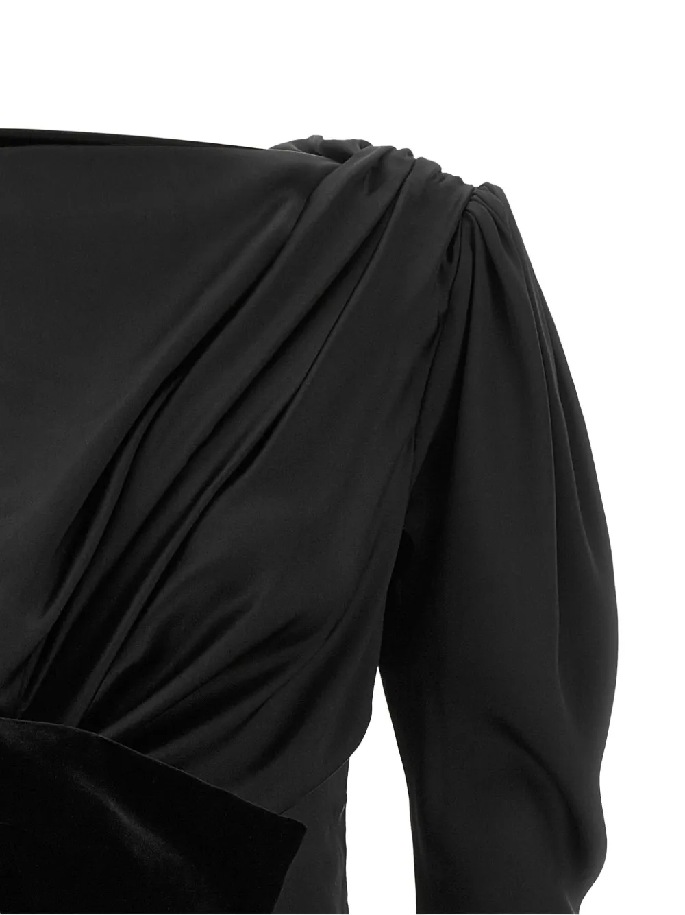 Balmain velvet-bow draped midi dress Zwart