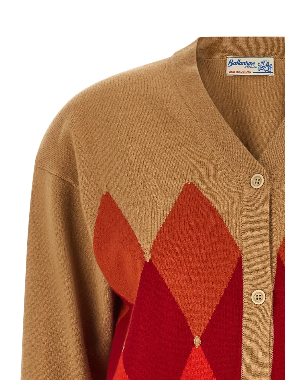Ballantyne argyle cashmere cardigan Beige