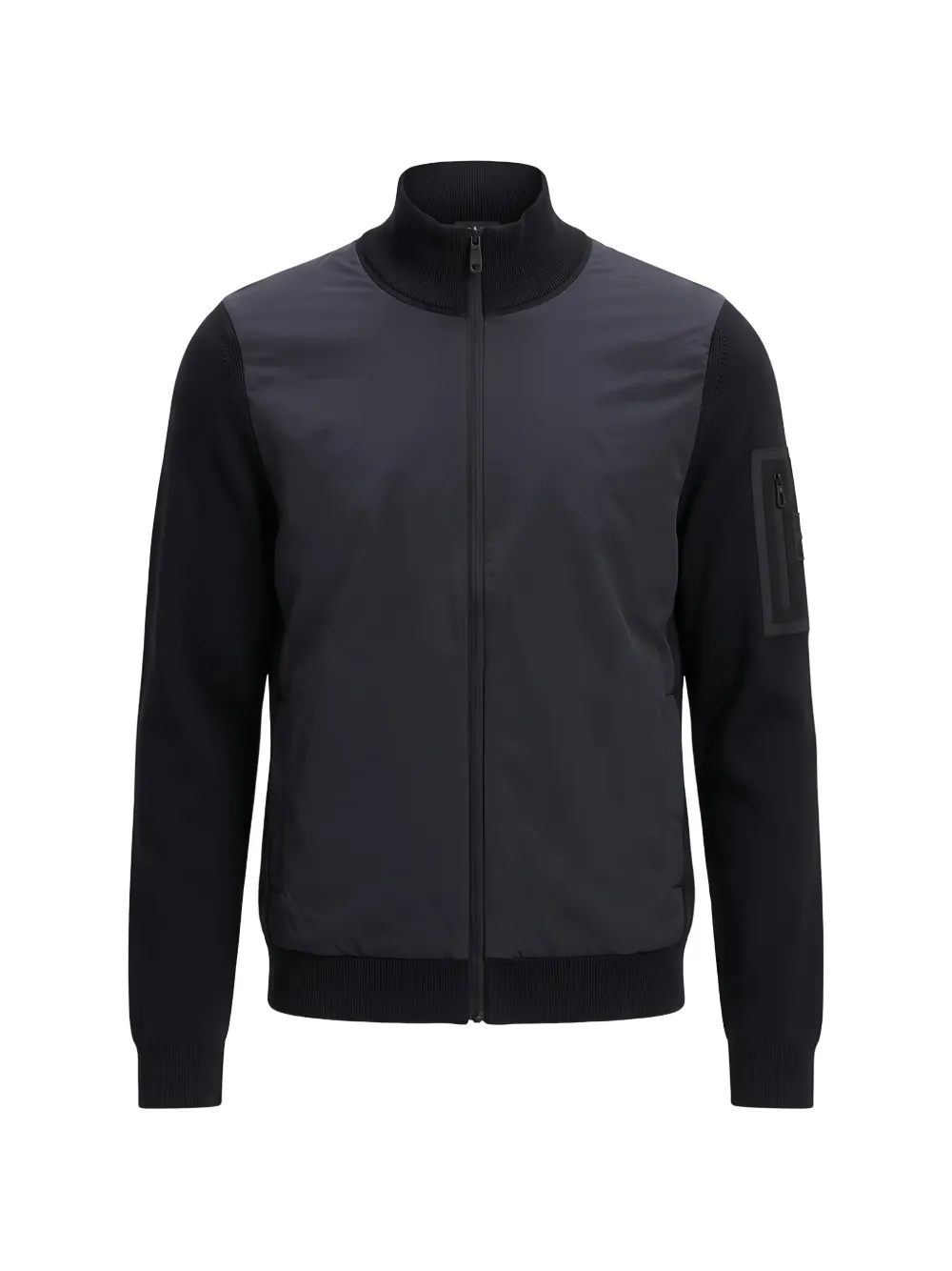 BOSS zip-up panelled sweatshirt Zwart