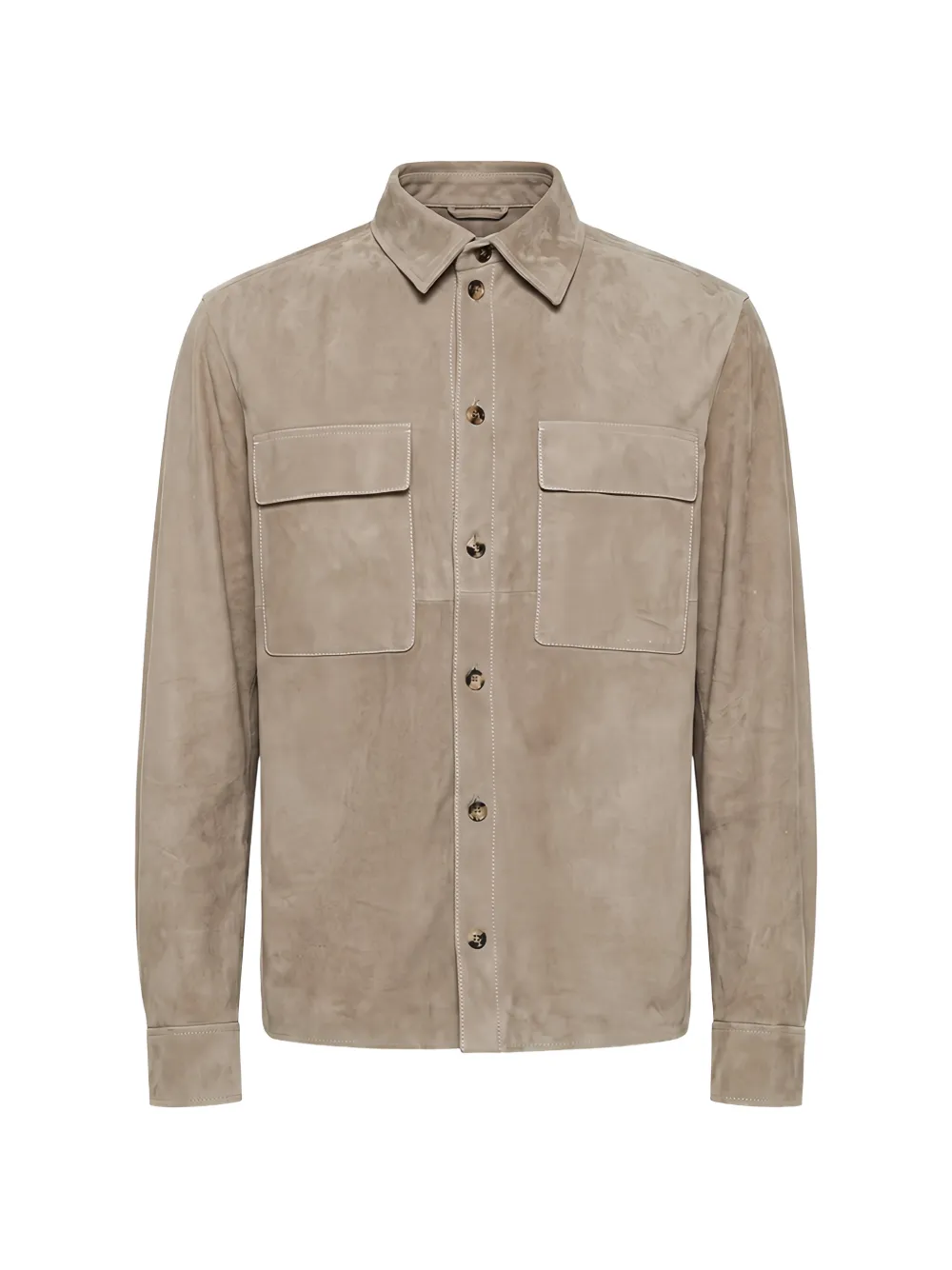 Agnona suede utility shirt jacket - Toni neutri