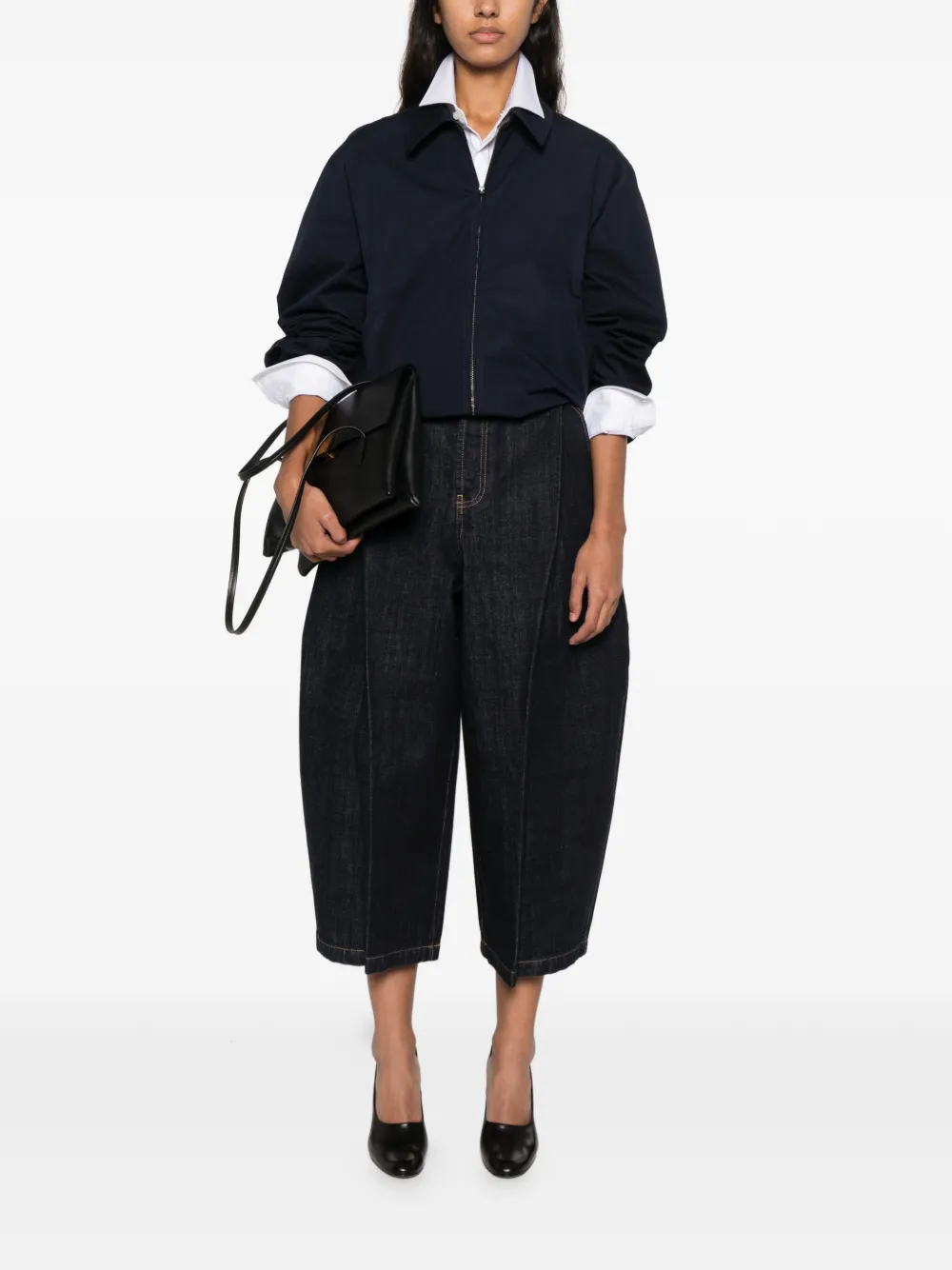 Jacquemus Miami pleated-detail cropped jeans Blauw