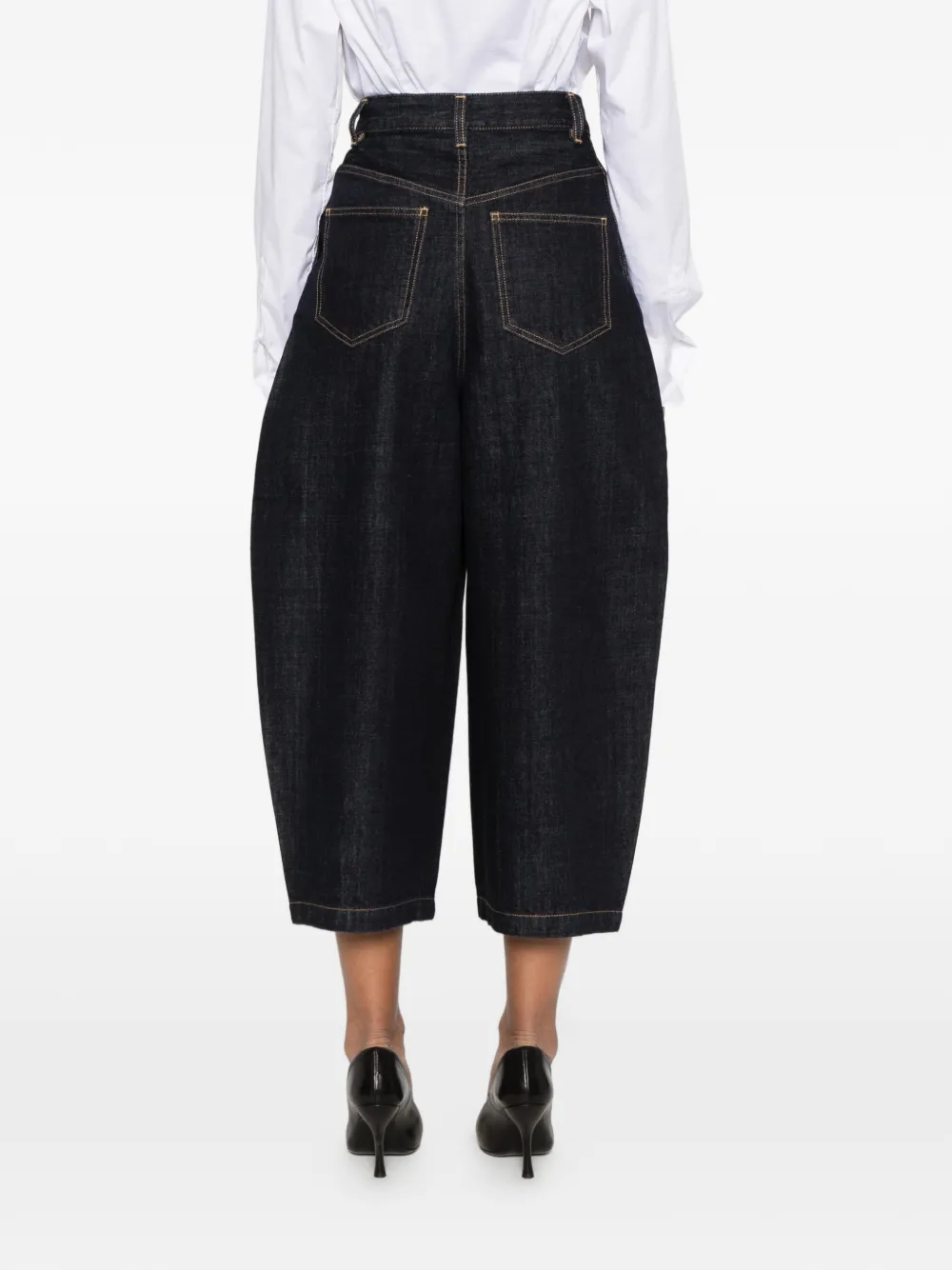 Jacquemus Miami pleated-detail cropped jeans Blauw