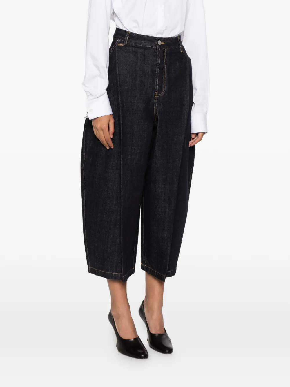 Jacquemus Miami pleated-detail cropped jeans Blauw