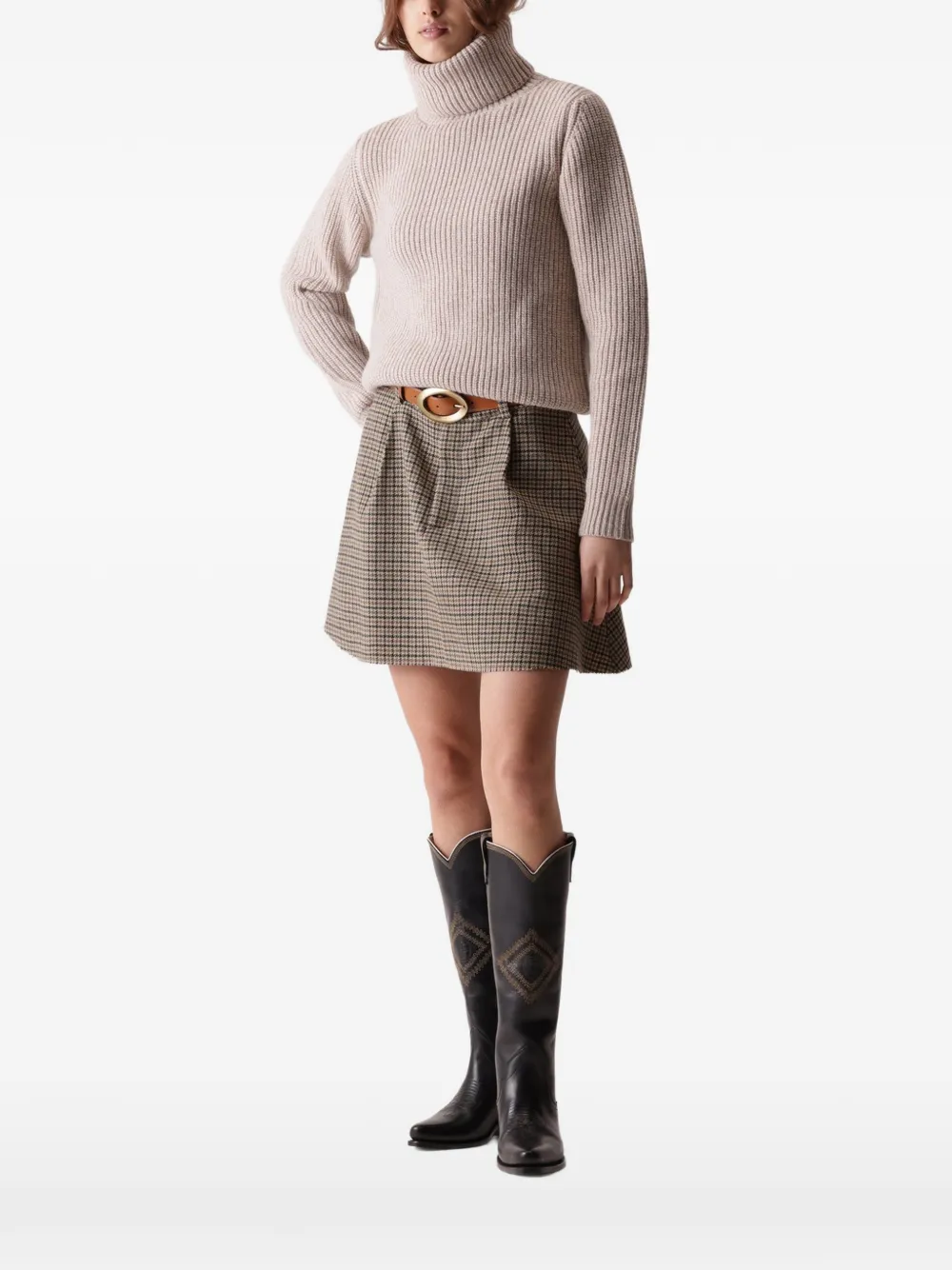 Fortela Leona ribbed high-neck sweater - Toni neutri