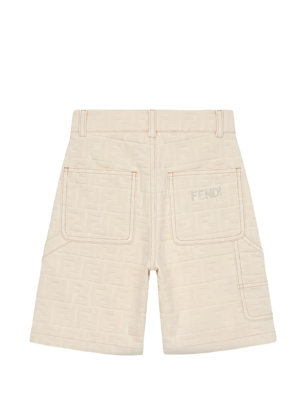Fendi Kids Bermuda shorts met FF-logo in reliëf Beige