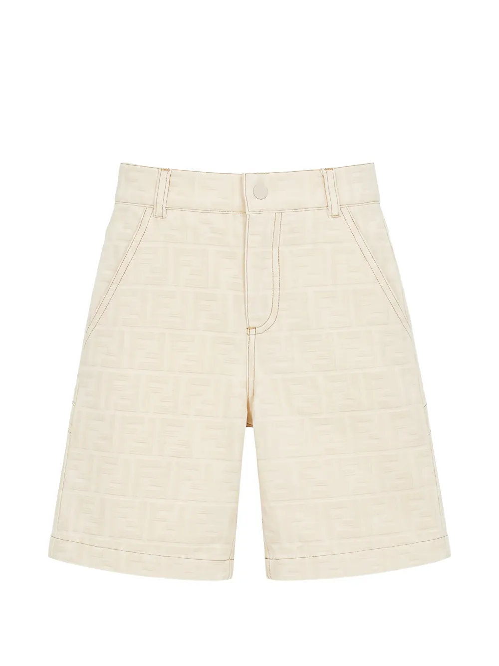 Fendi Kids FF logo-embossed bermuda shorts - Toni neutri