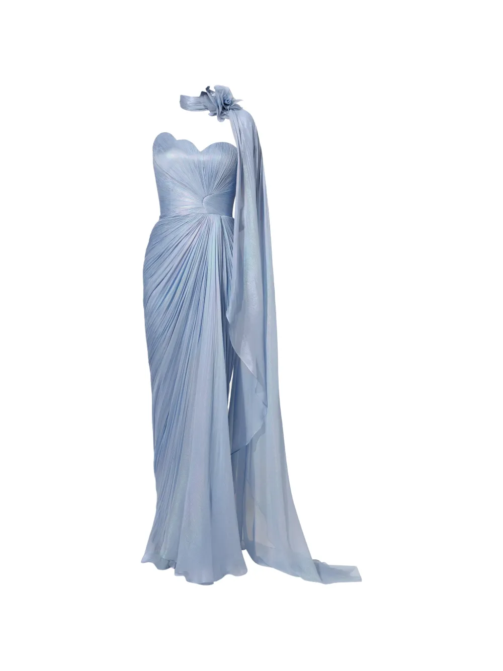 Iris Serban Blue Anette Draped Floral-Detail Dress