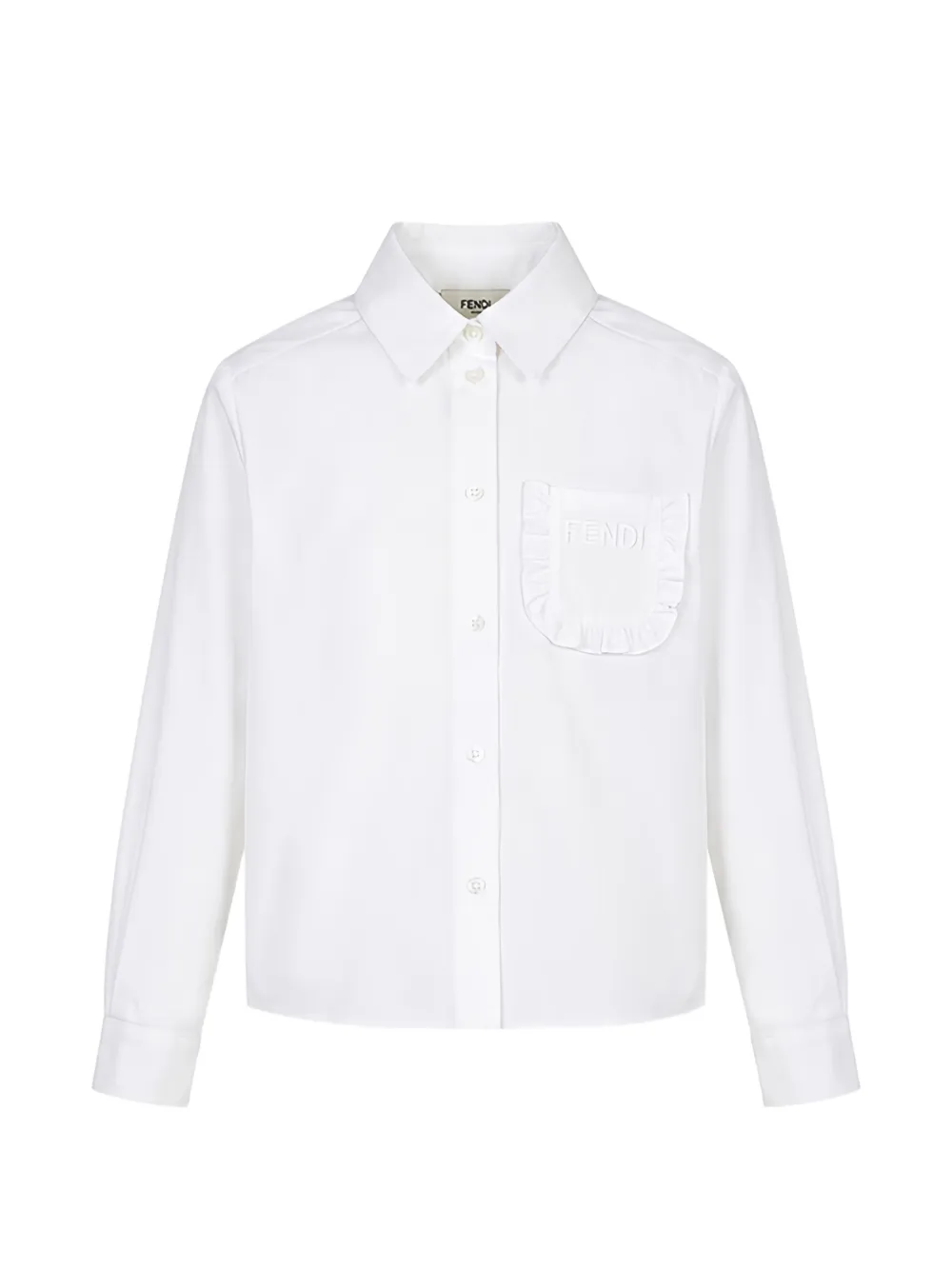 Fendi Kids ruffled-trim long-sleeve shirt - Bianco