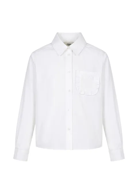 Fendi Kids ruffled-trim long-sleeve shirt