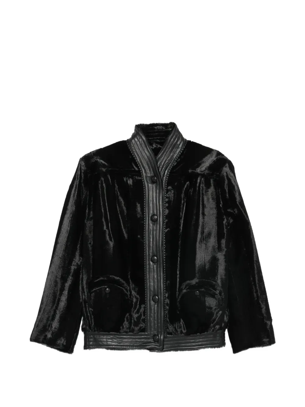 Blazé Milano faux-fur leather-trim jacket - Nero