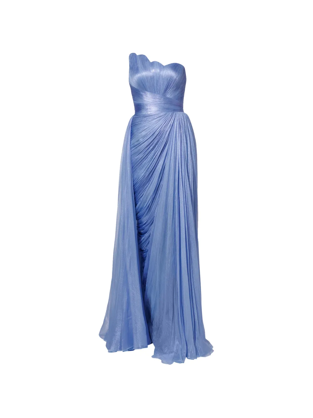 Iris Serban Valery asymmetric pleated gown - Blue