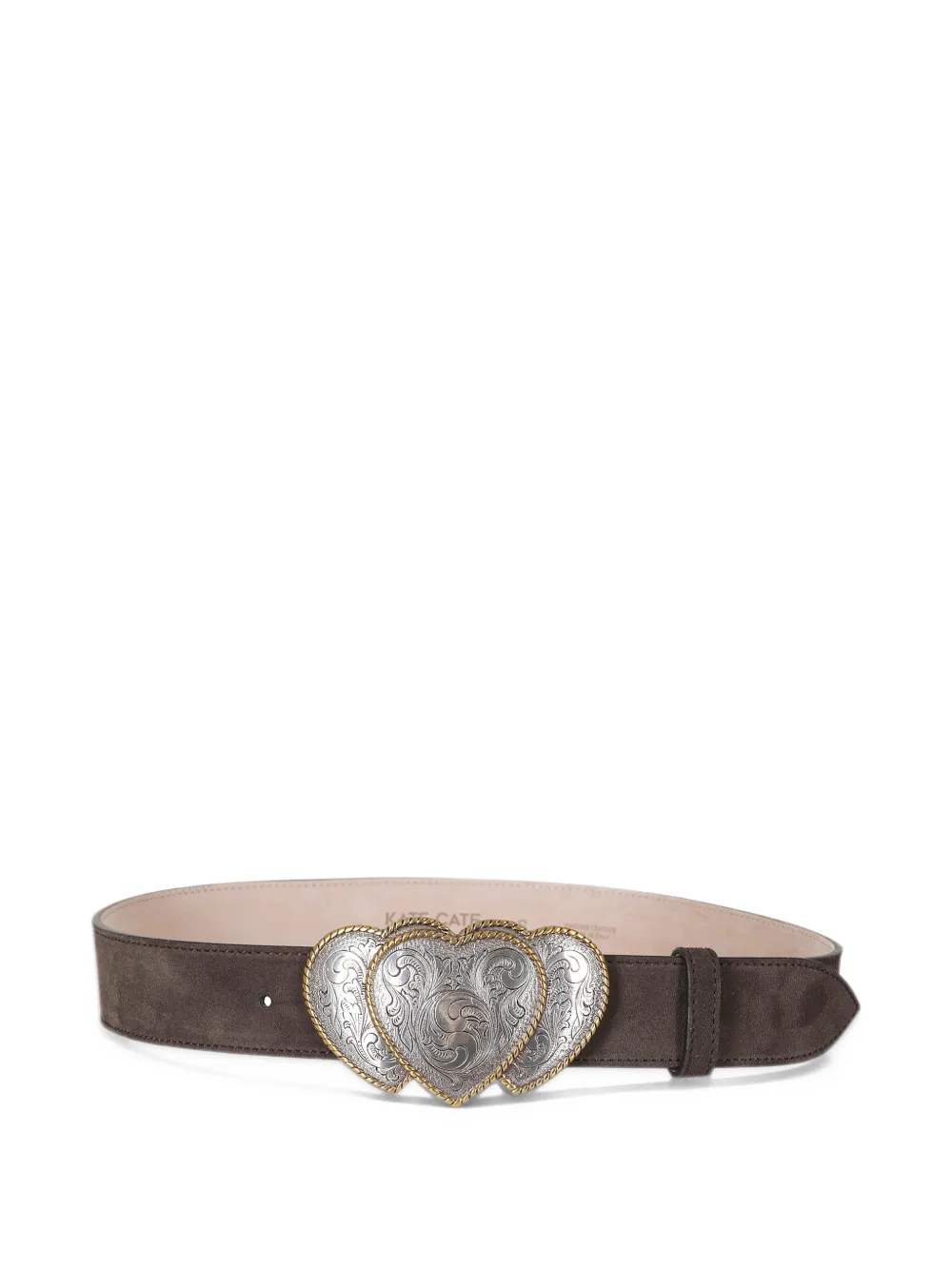 Kate Cate Queen Of Hearts suede belt - Marrone