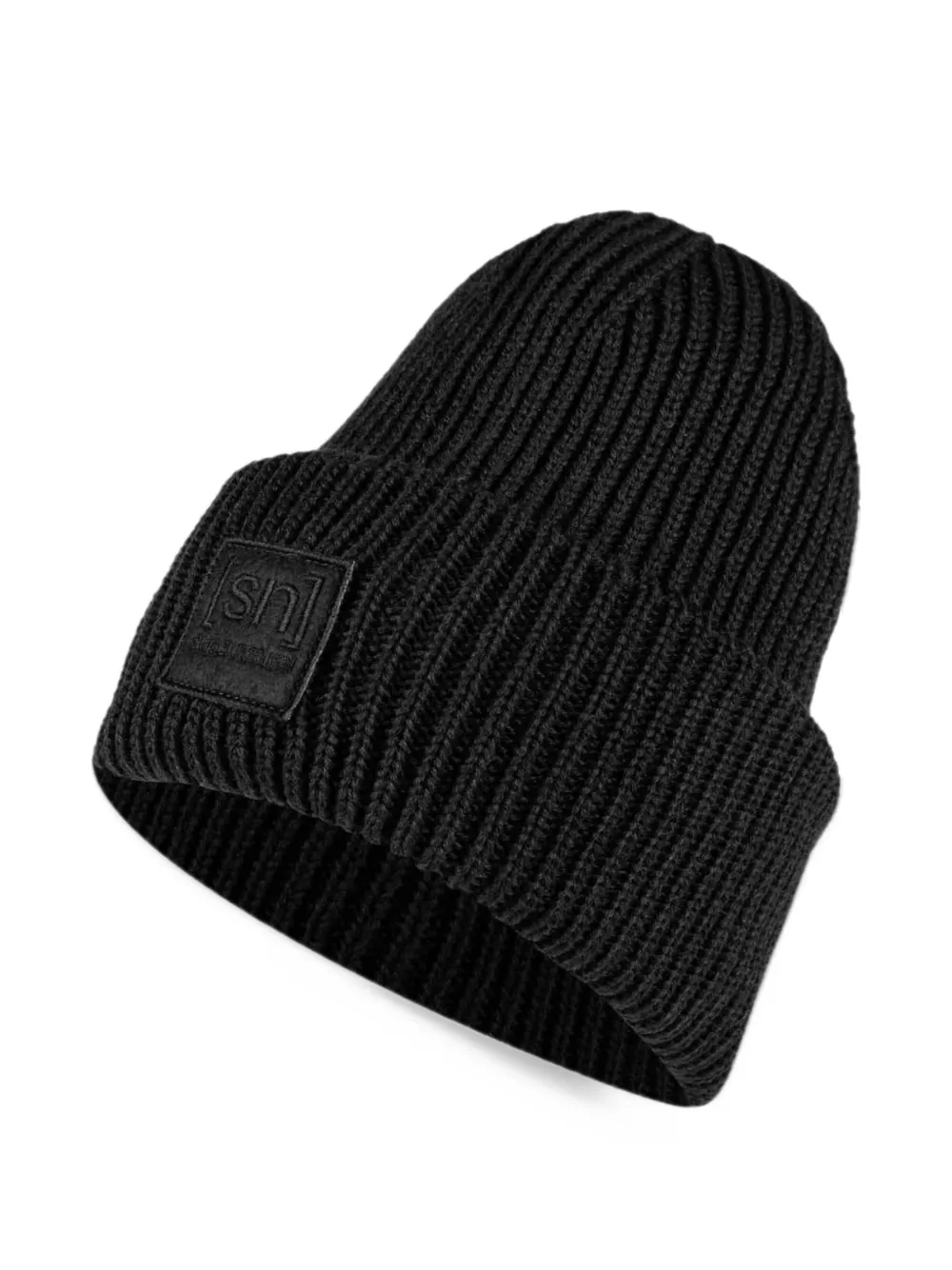 super.natural Krissini ribgebreide muts met logo-patch Zwart