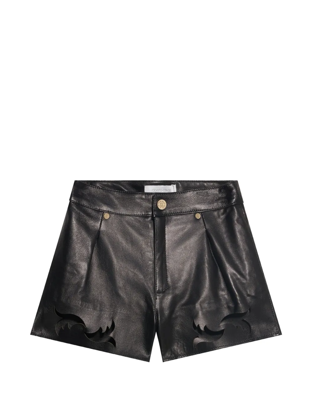 Roberto Cavalli Junior cut-out leather shorts Zwart