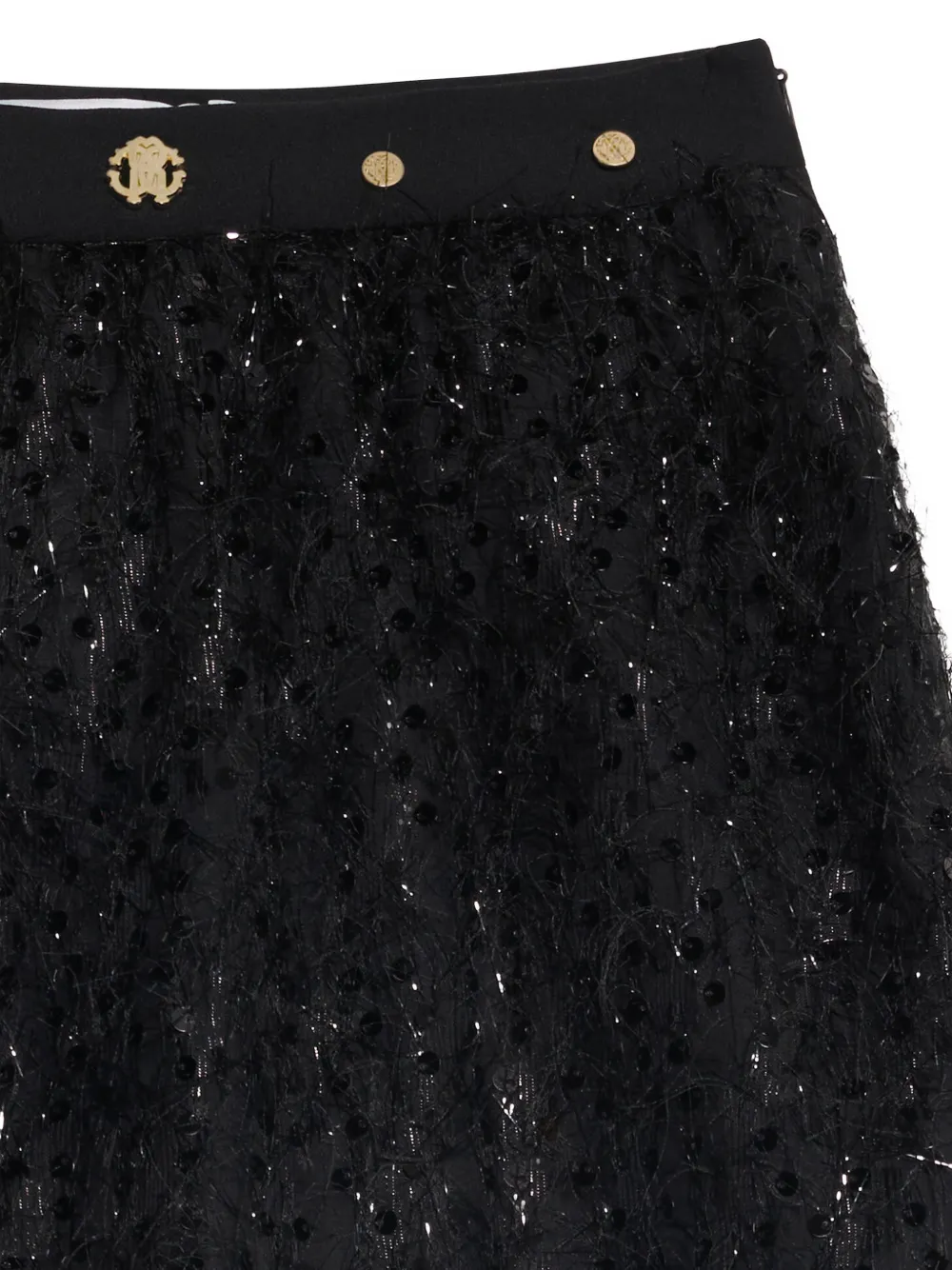Roberto Cavalli Junior sequin-embellished fringed mini skirt Zwart