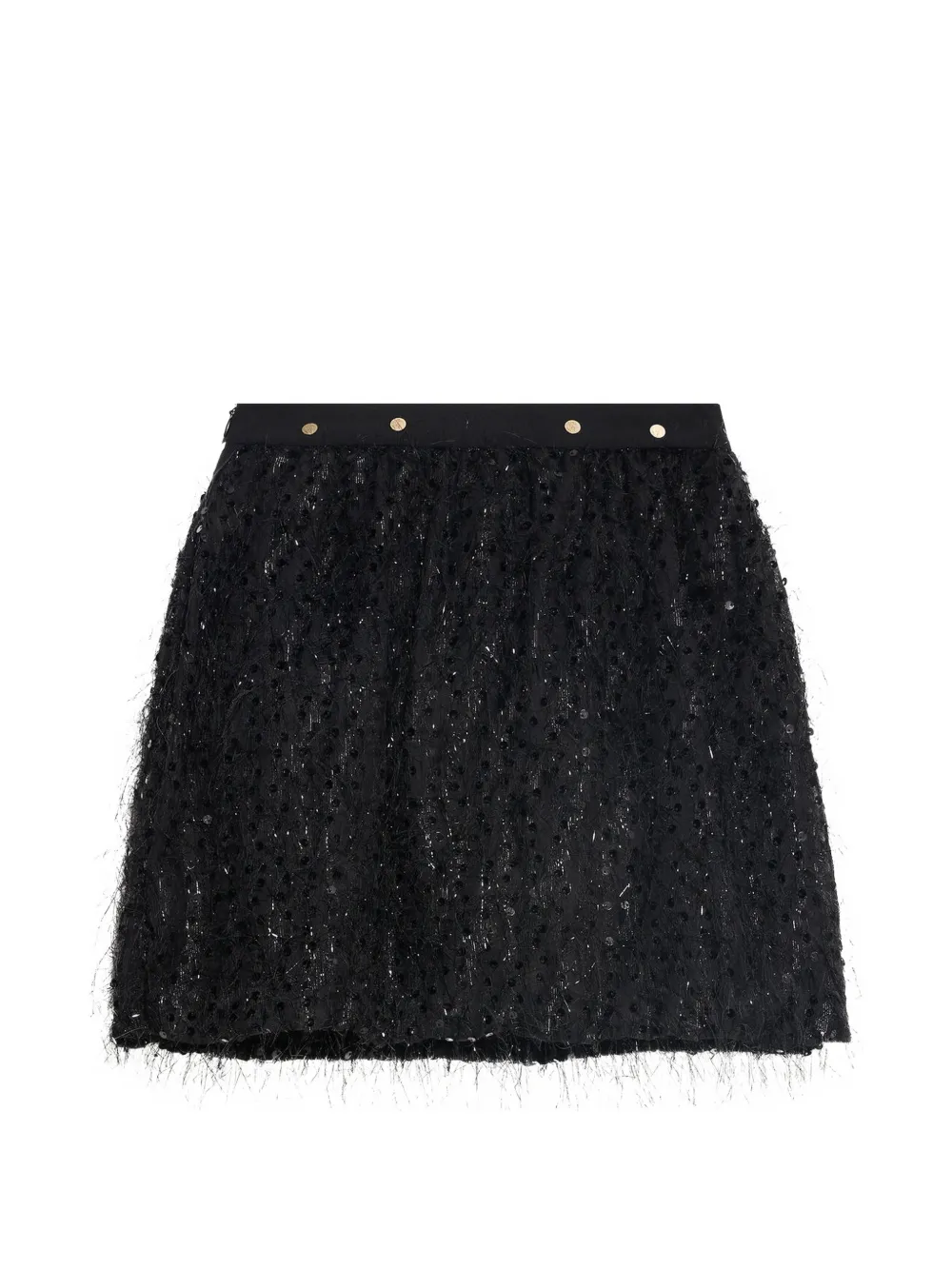 Roberto Cavalli Junior sequin-embellished fringed mini skirt Zwart