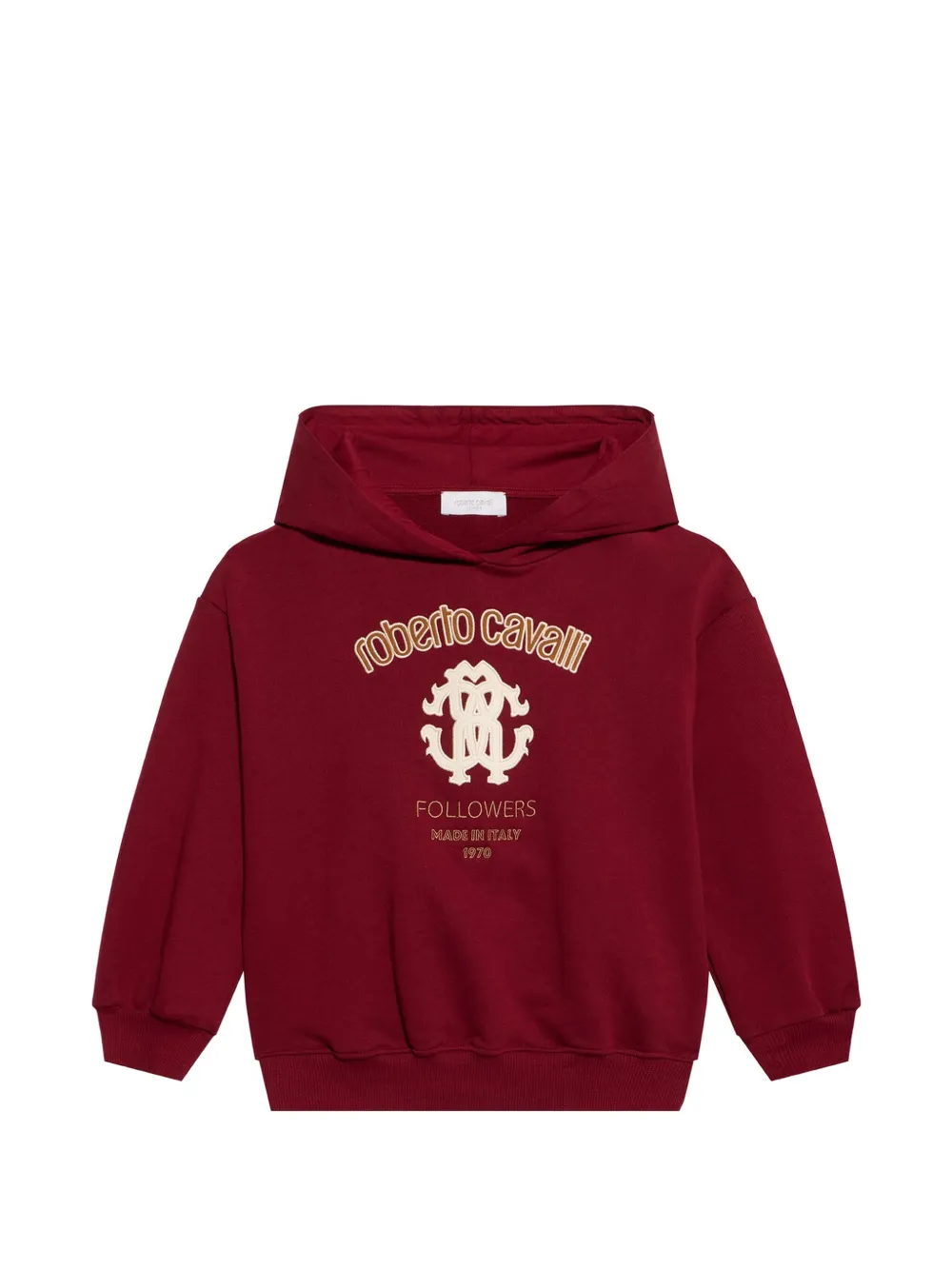 Roberto Cavalli Junior logo-embroidered hoodie Rood