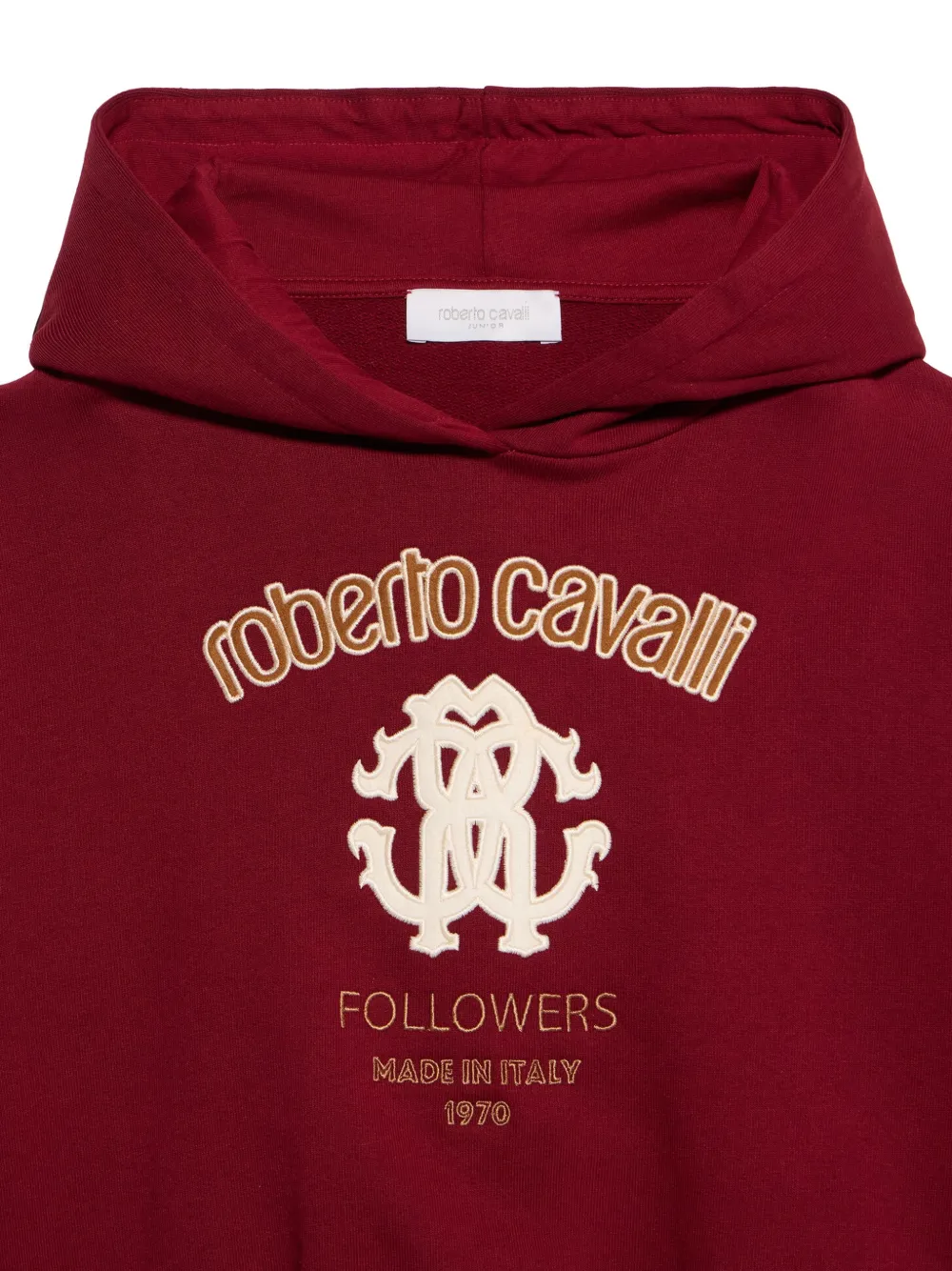 Roberto Cavalli Junior logo-embroidered hoodie Rood