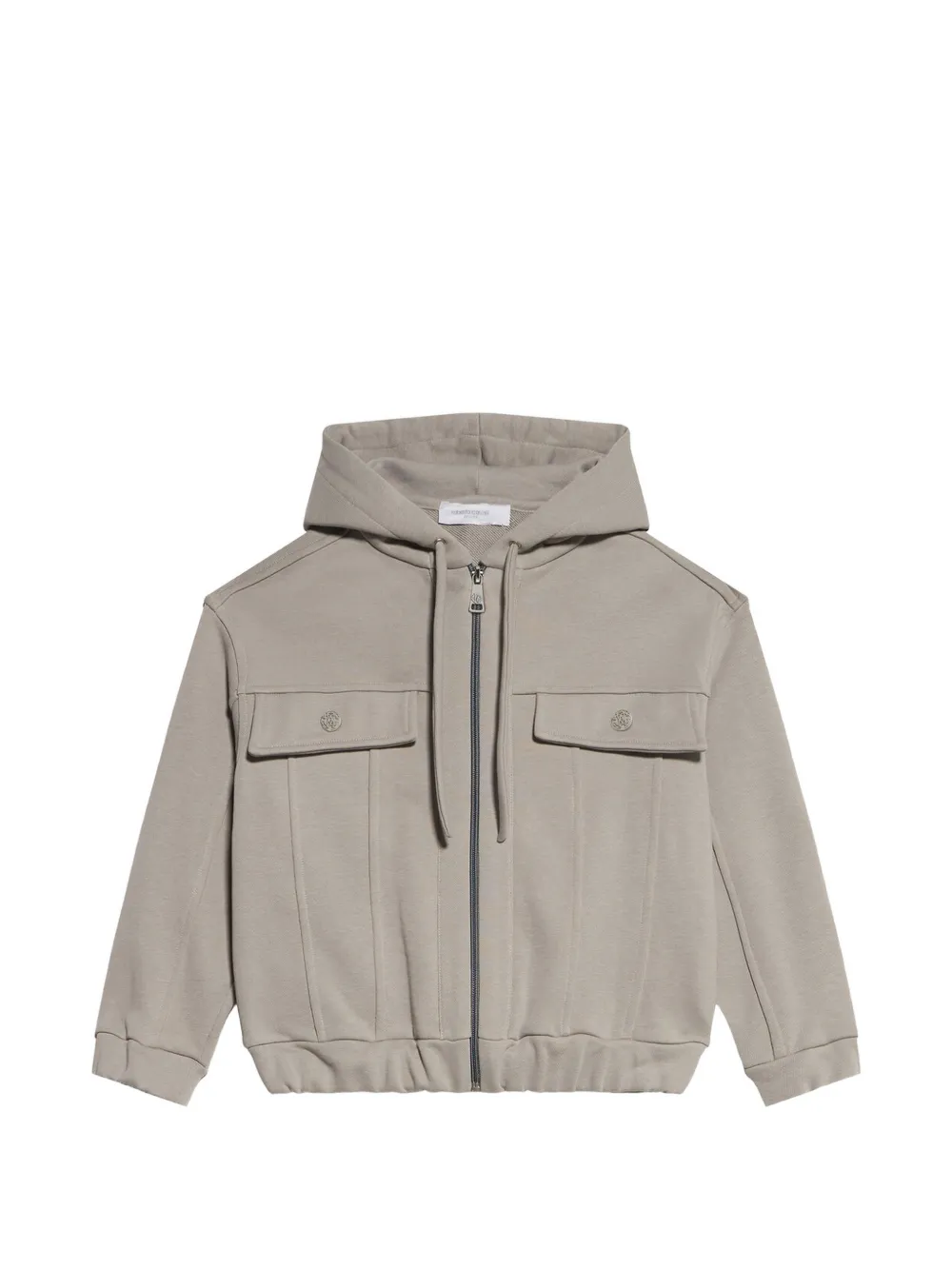 Roberto Cavalli Junior logo-embroidered zip-up hoodie Beige