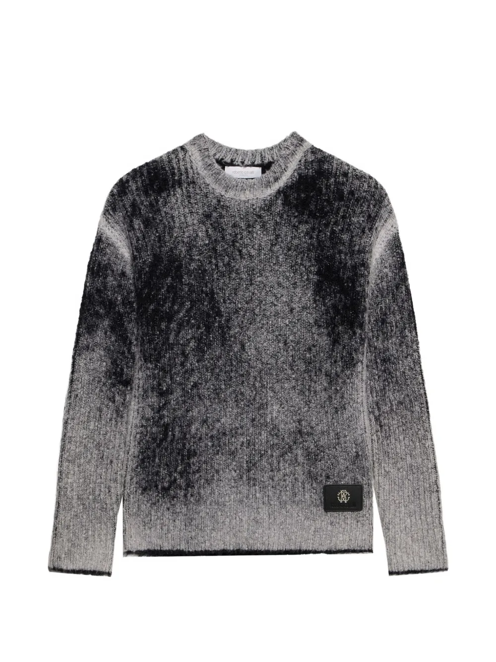 Roberto Cavalli Junior ribbed-knit logo-patch sweater Grijs
