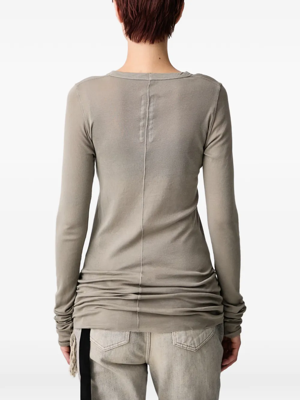Rick Owens DRKSHDW raw-edge long-sleeve T-shirt Beige