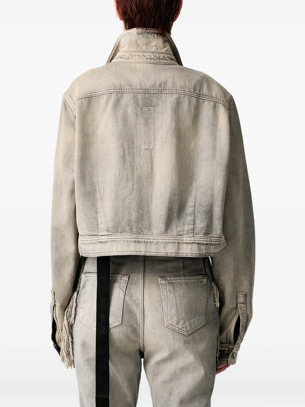 Rick Owens DRKSHDW long-sleeve cropped denim jacket Grijs