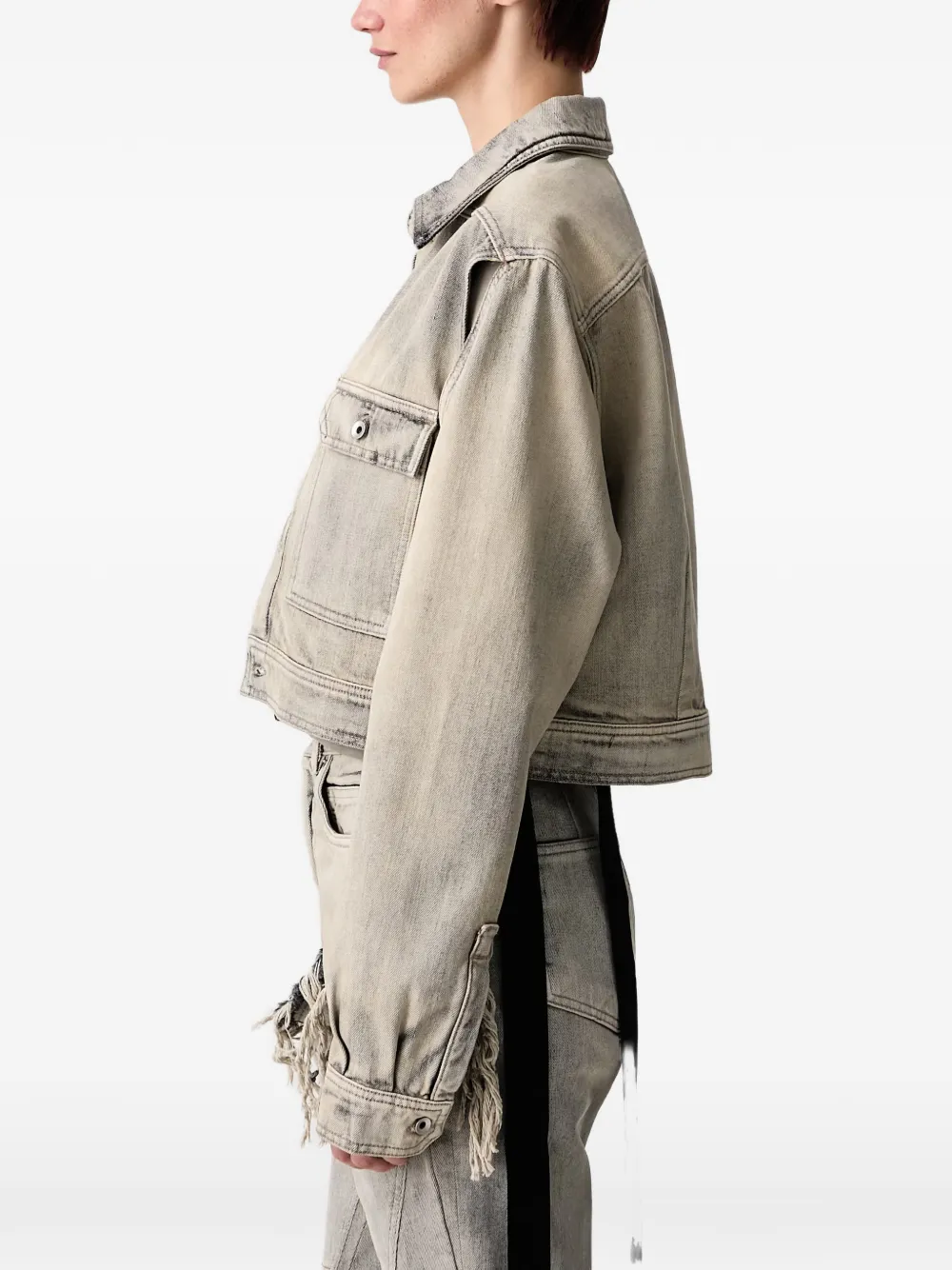 Rick Owens DRKSHDW long-sleeve cropped denim jacket Grijs