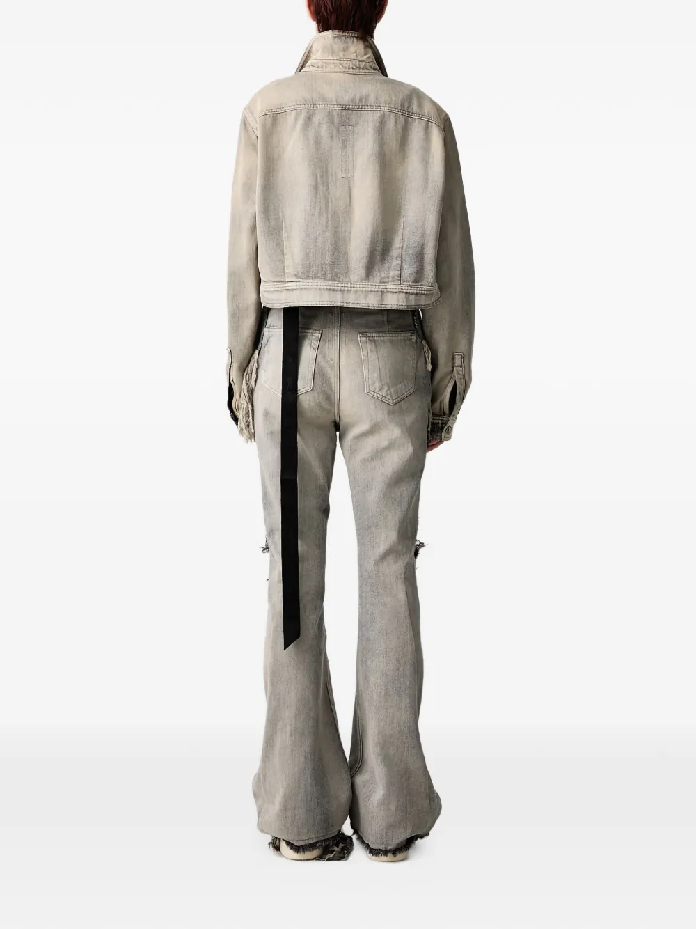 Rick Owens DRKSHDW long-sleeve cropped denim jacket Grijs