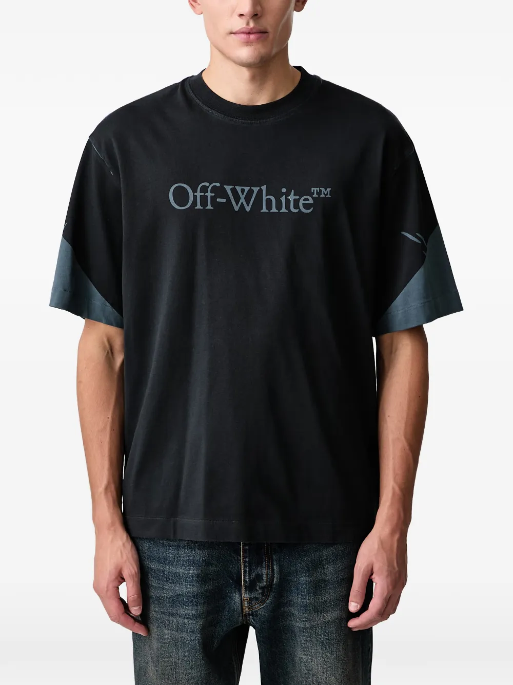 Off-White Negative Big Bookish Skate T-shirt met vlakken Zwart