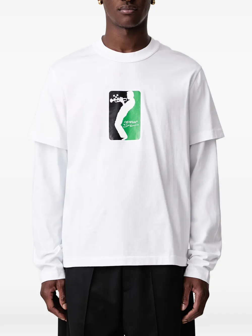 Off-White Mr. Davis League Skate T-shirt met gelaagde mouwen Wit