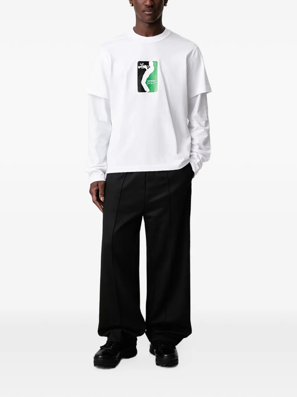 Off-White Mr. Davis League Skate T-shirt met gelaagde mouwen Wit