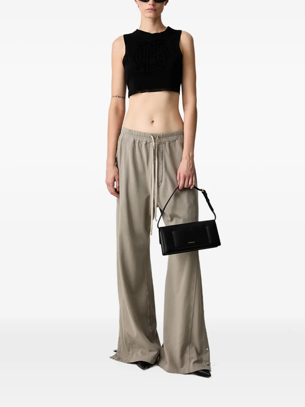 Rick Owens DRKSHDW Pusher press-stud drawstring track pants Groen