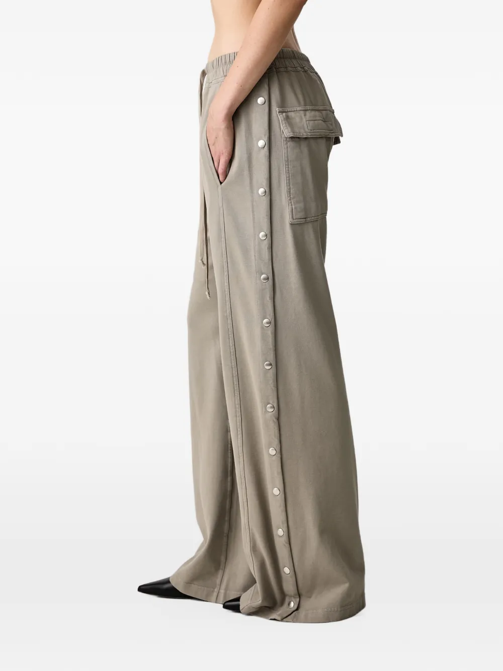 Rick Owens DRKSHDW Pusher press-stud drawstring track pants Groen